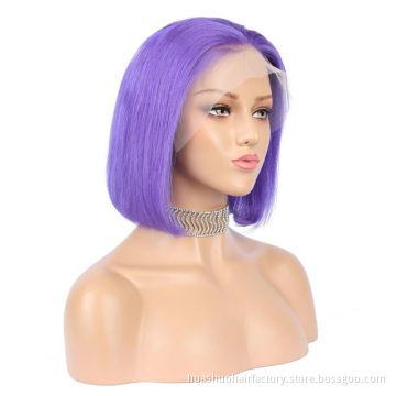 Peruvian Bob Double Drawn Wigs, Braziliian Malaysian Colored Human Virgin Hair Cuticle Aligned Blunt Cuts Bob Short Wigs